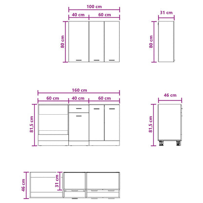 Kitchen Unit LYON 5 pcs Grey Sonoma Engineered Wood