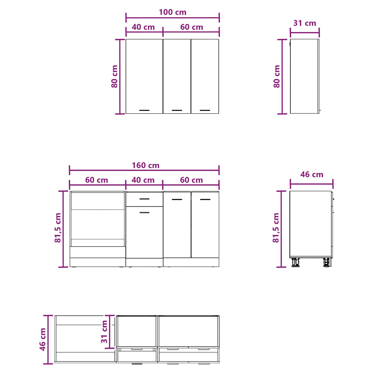 Kitchen Unit LYON 5 pcs Old Wood Engineered Wood