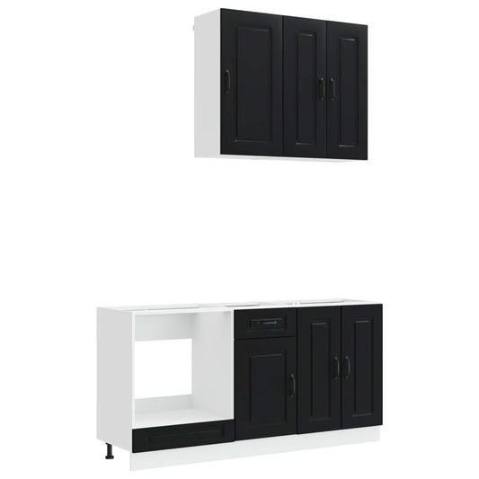 Kitchen Unit KALMAR 5 pcs Black Engineered Wood