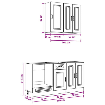 Kitchen Unit KALMAR 5 pcs Black Engineered Wood