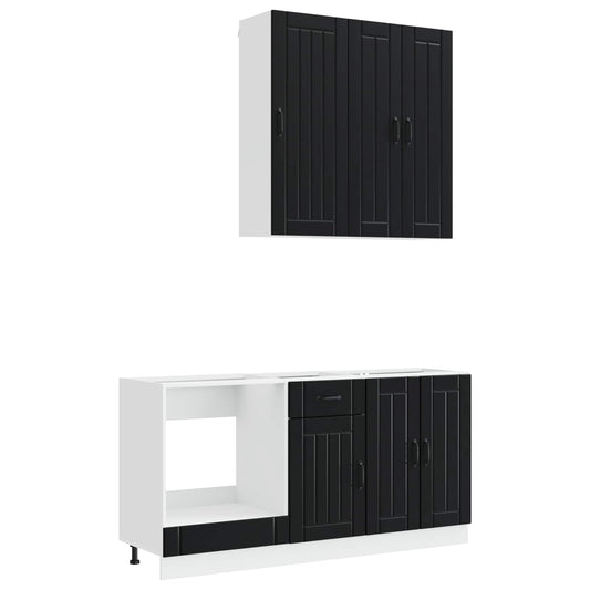 Kitchen Unit LUCCA 5 pcs Black Engineered Wood