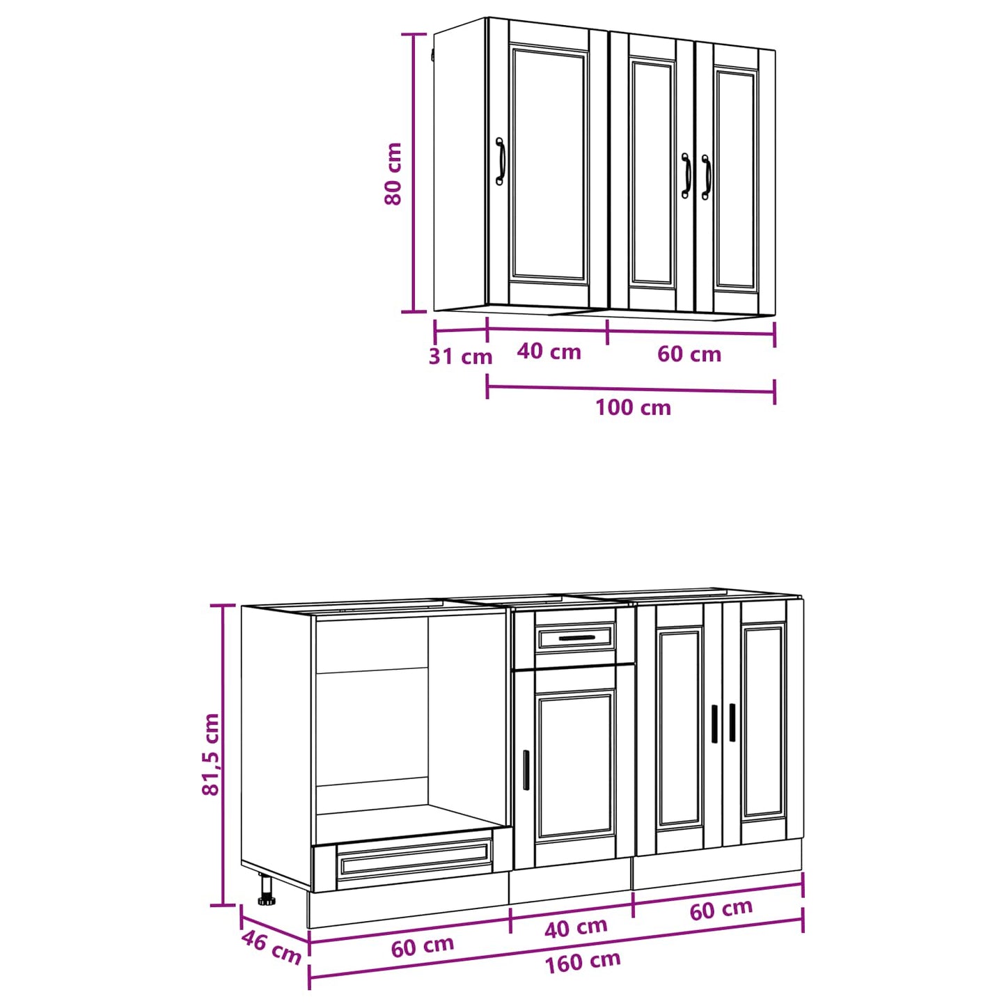 Kitchen Unit PORTO 5 pcs Old Wood Engineered Wood
