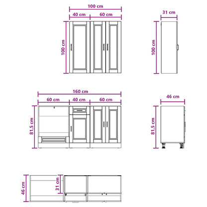 Kitchen Unit PORTO 5 pcs Black Engineered Wood