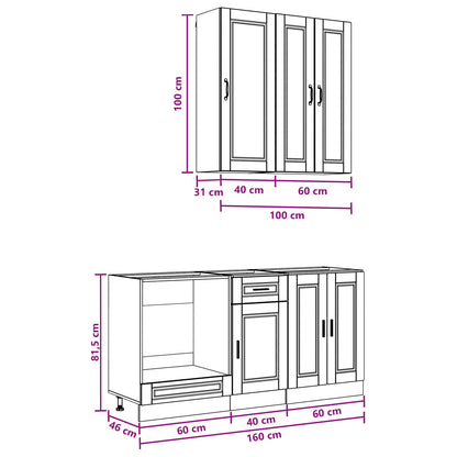 Kitchen Unit PORTO 5 pcs Brown Oak Engineered Wood