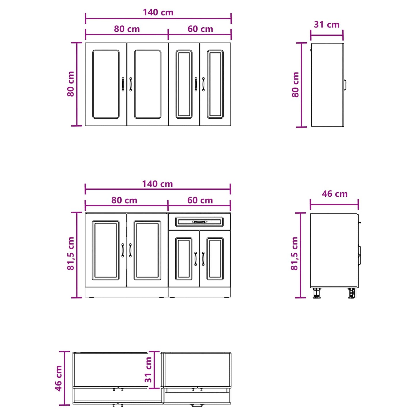 Kitchen Unit KALMAR 4 pcs White Engineered Wood