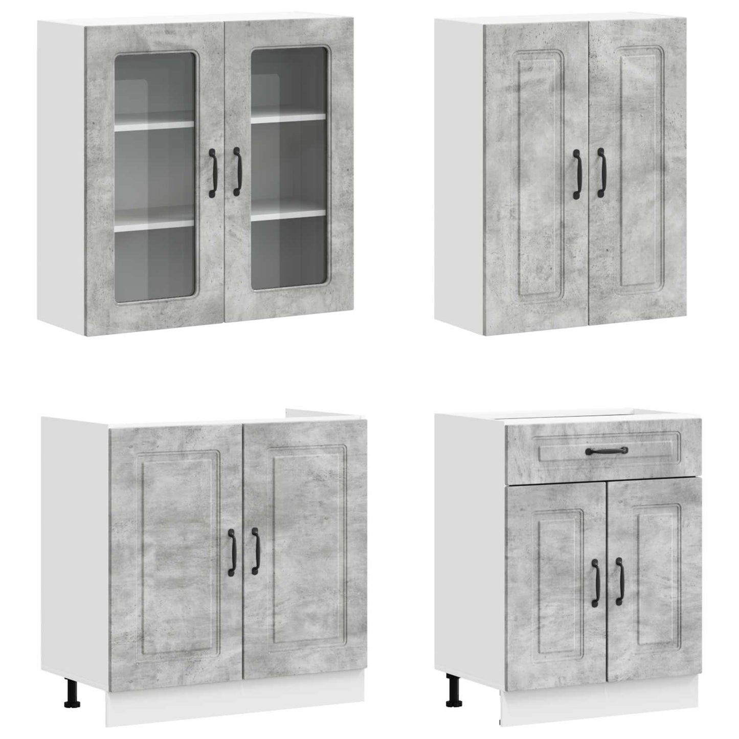 Kitchen Unit KALMAR 4 pcs Concrete Grey Engineered Wood