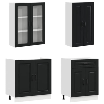 Kitchen Unit KALMAR 4 pcs Black Engineered Wood
