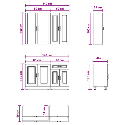 Kitchen Unit KALMAR 4 pcs Grey Sonoma Engineered Wood