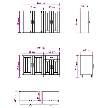 Kitchen Unit LUCCA 4 pcs White Engineered Wood