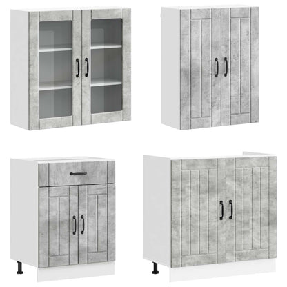 Kitchen Unit LUCCA 4 pcs Concrete Grey Engineered Wood