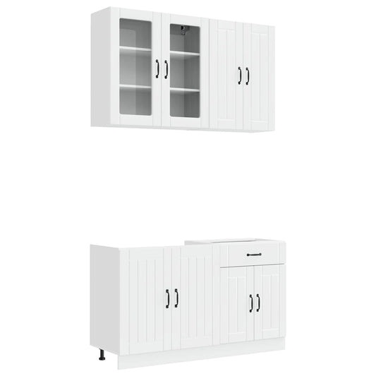 Kitchen Unit LUCCA 4 pcs High Gloss White Engineered Wood