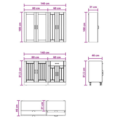 Kitchen Unit LUCCA 4 pcs White Engineered Wood