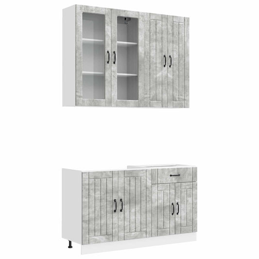Kitchen Unit LUCCA 4 pcs Concrete Grey Engineered Wood