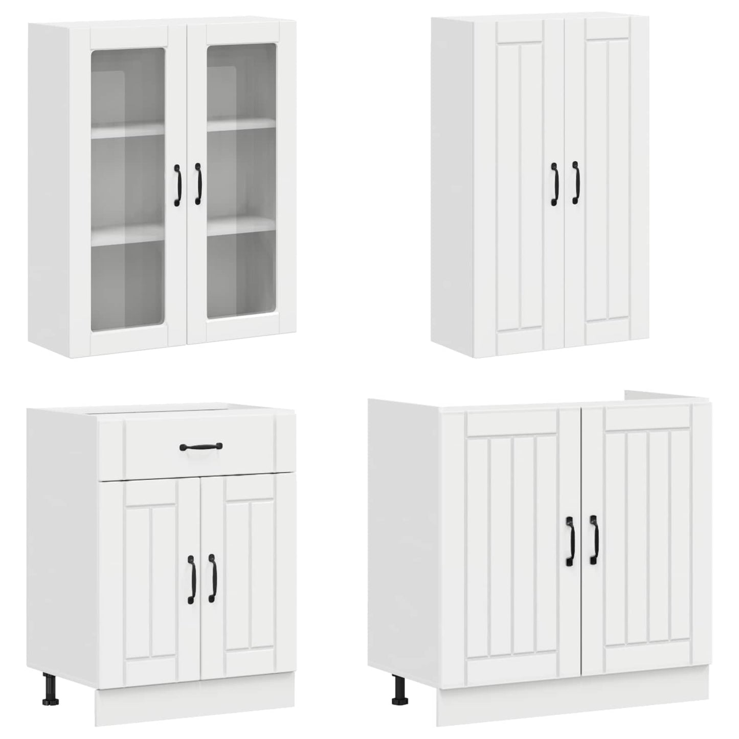 Kitchen Unit LUCCA 4 pcs High Gloss White Engineered Wood