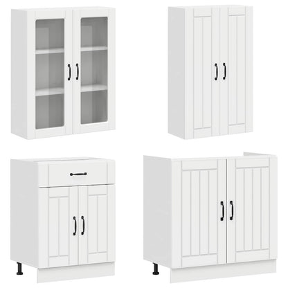 Kitchen Unit LUCCA 4 pcs High Gloss White Engineered Wood