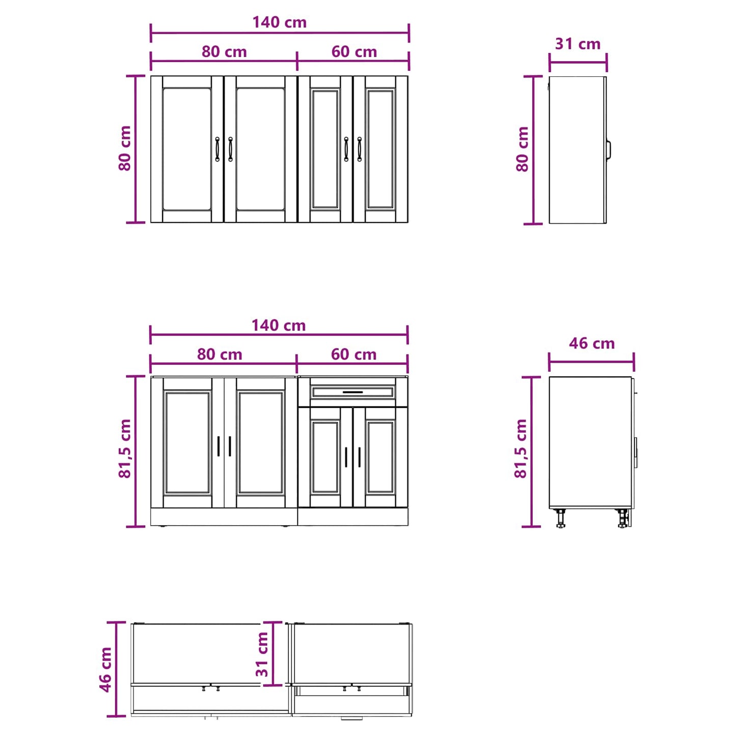 Kitchen Unit PORTO 4 pcs Sonoma Oak Engineered Wood