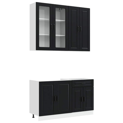 Kitchen Unit PORTO 4 pcs Black Engineered Wood