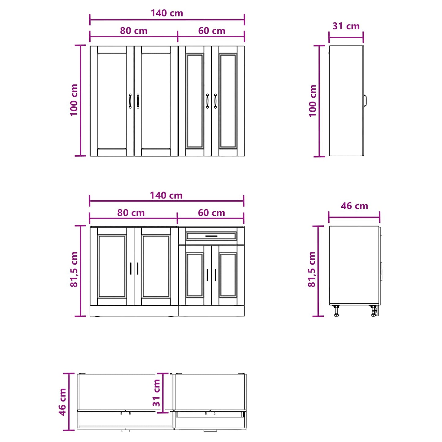 Kitchen Unit PORTO 4 pcs Sonoma Oak Engineered Wood