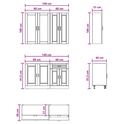 Kitchen Unit PORTO 4 pcs Smoked Oak Engineered Wood