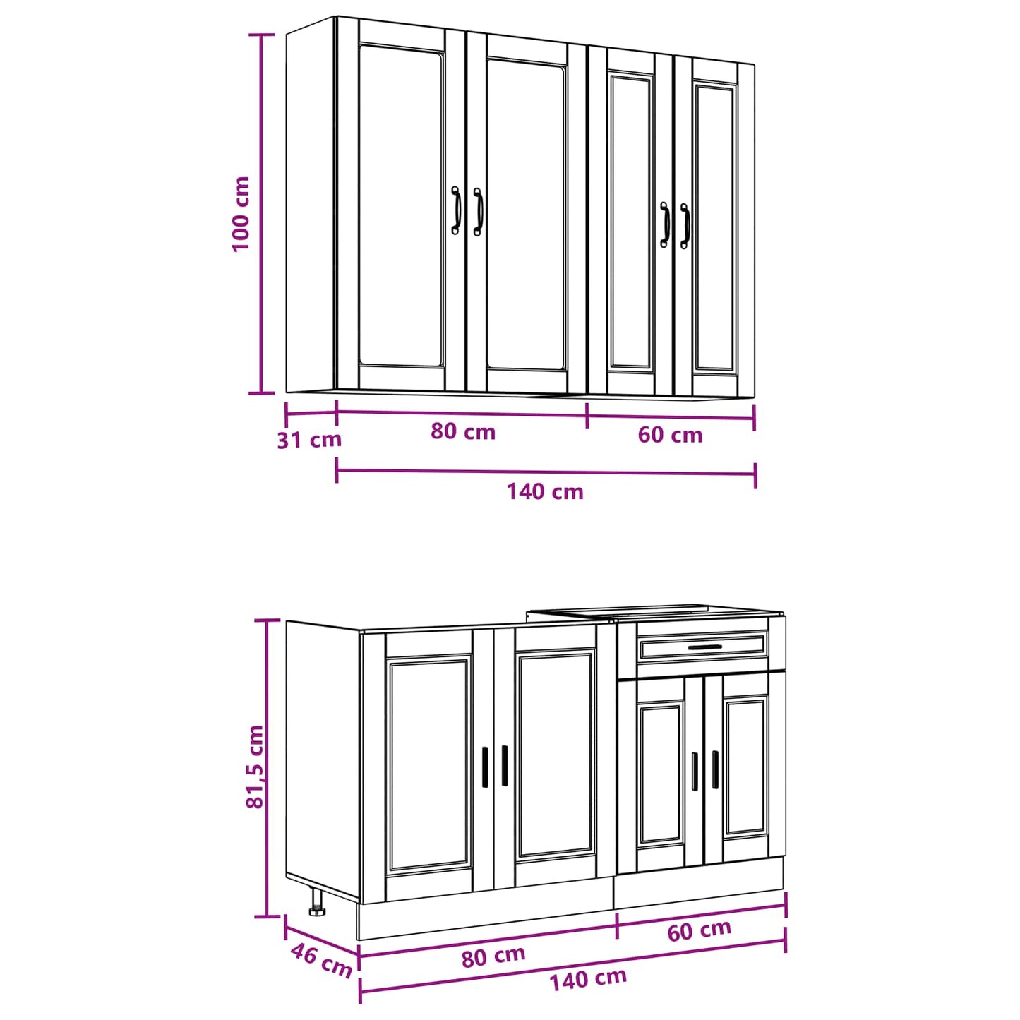 Kitchen Unit PORTO 4 pcs Old Wood Engineered Wood