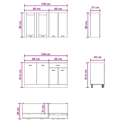 Kitchen Unit LYON 4 pcs White Engineered Wood