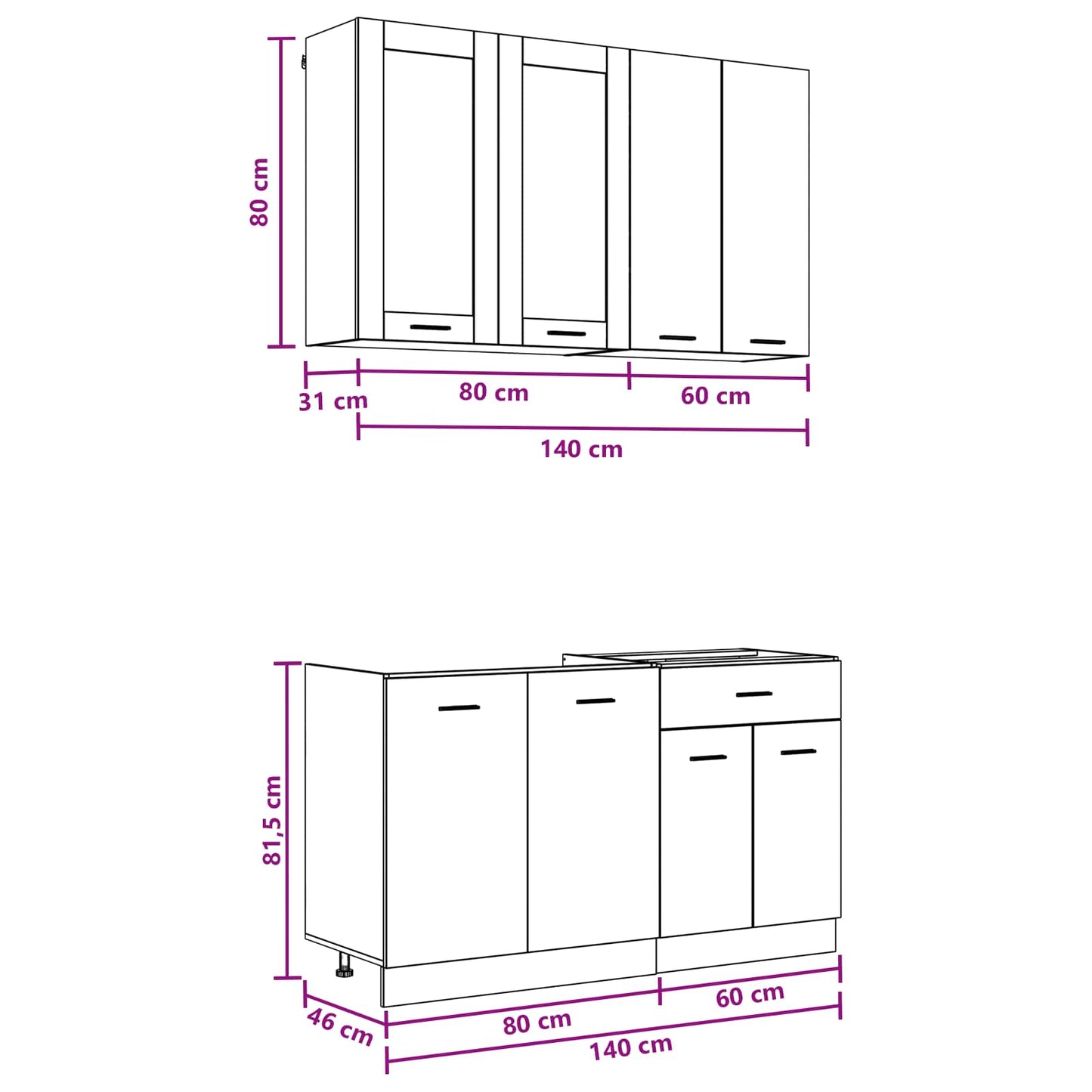 Kitchen Unit LYON 4 pcs White Engineered Wood