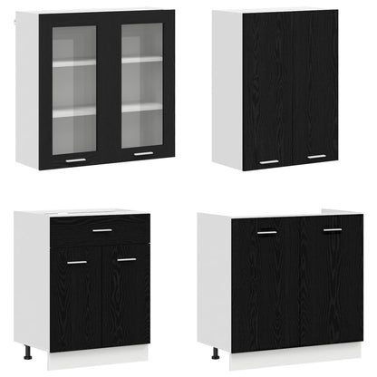 Kitchen Unit LYON 4 pcs Black Oak Engineered Wood