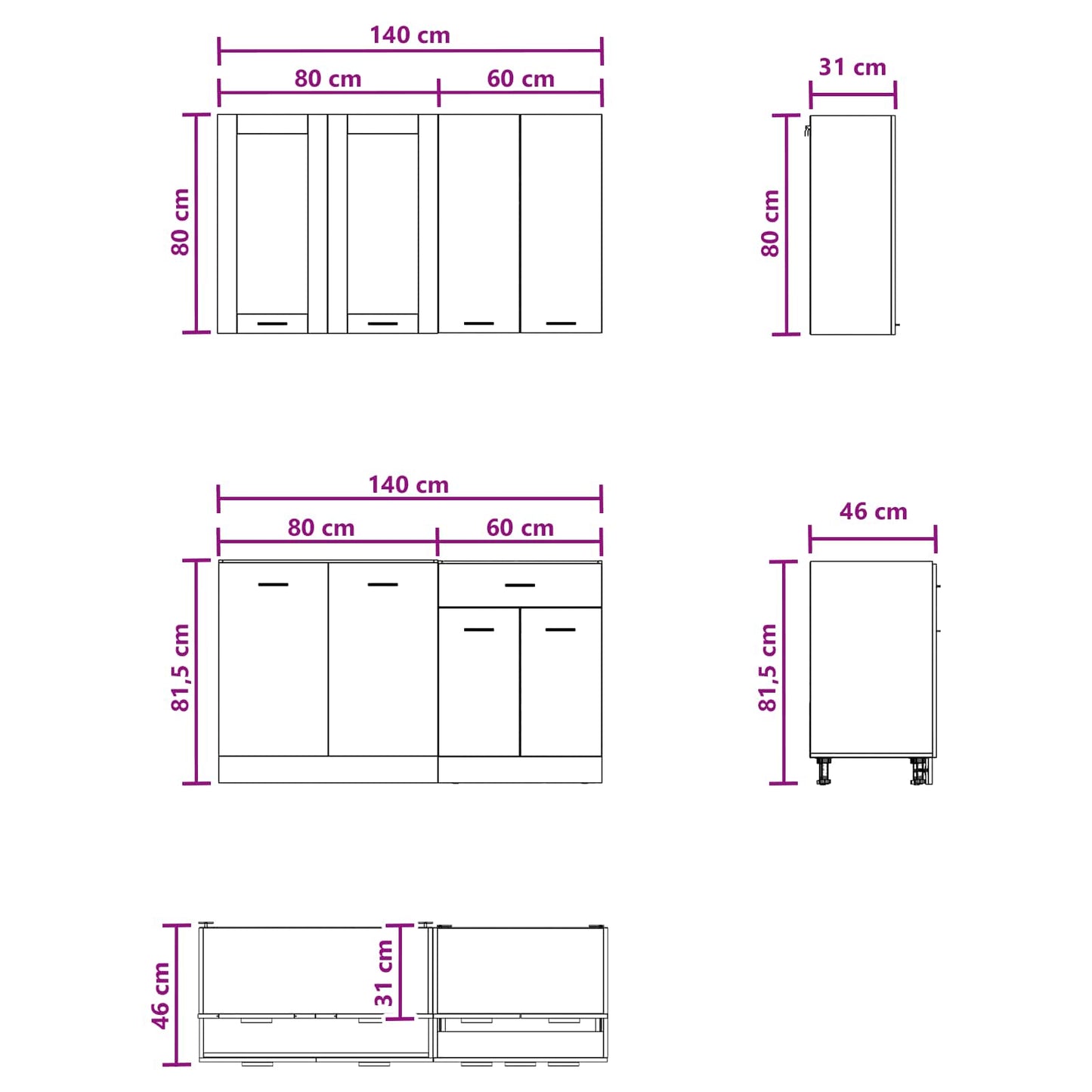 Kitchen Unit LYON 4 pcs Sonoma Oak Engineered Wood