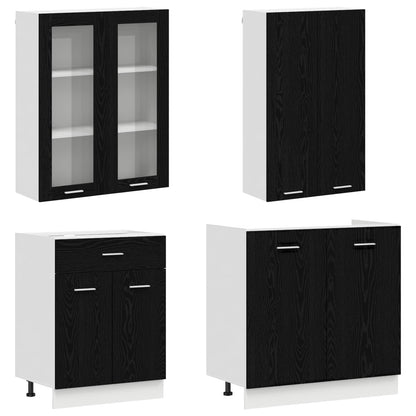 Kitchen Unit LYON 4 pcs Black Oak Engineered Wood