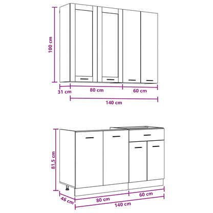 Kitchen Unit LYON 4 pcs Sonoma Oak Engineered Wood