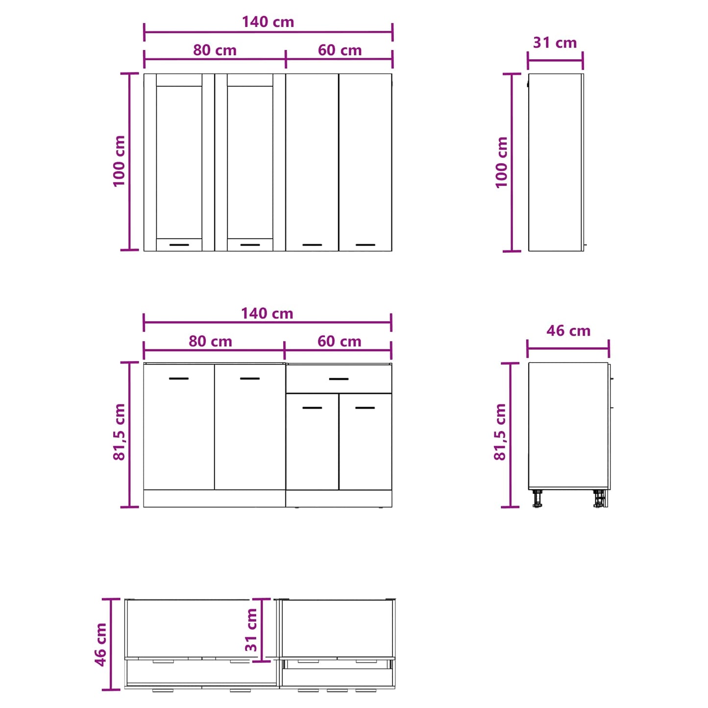 Kitchen Unit LYON 4 pcs Old Wood Engineered Wood