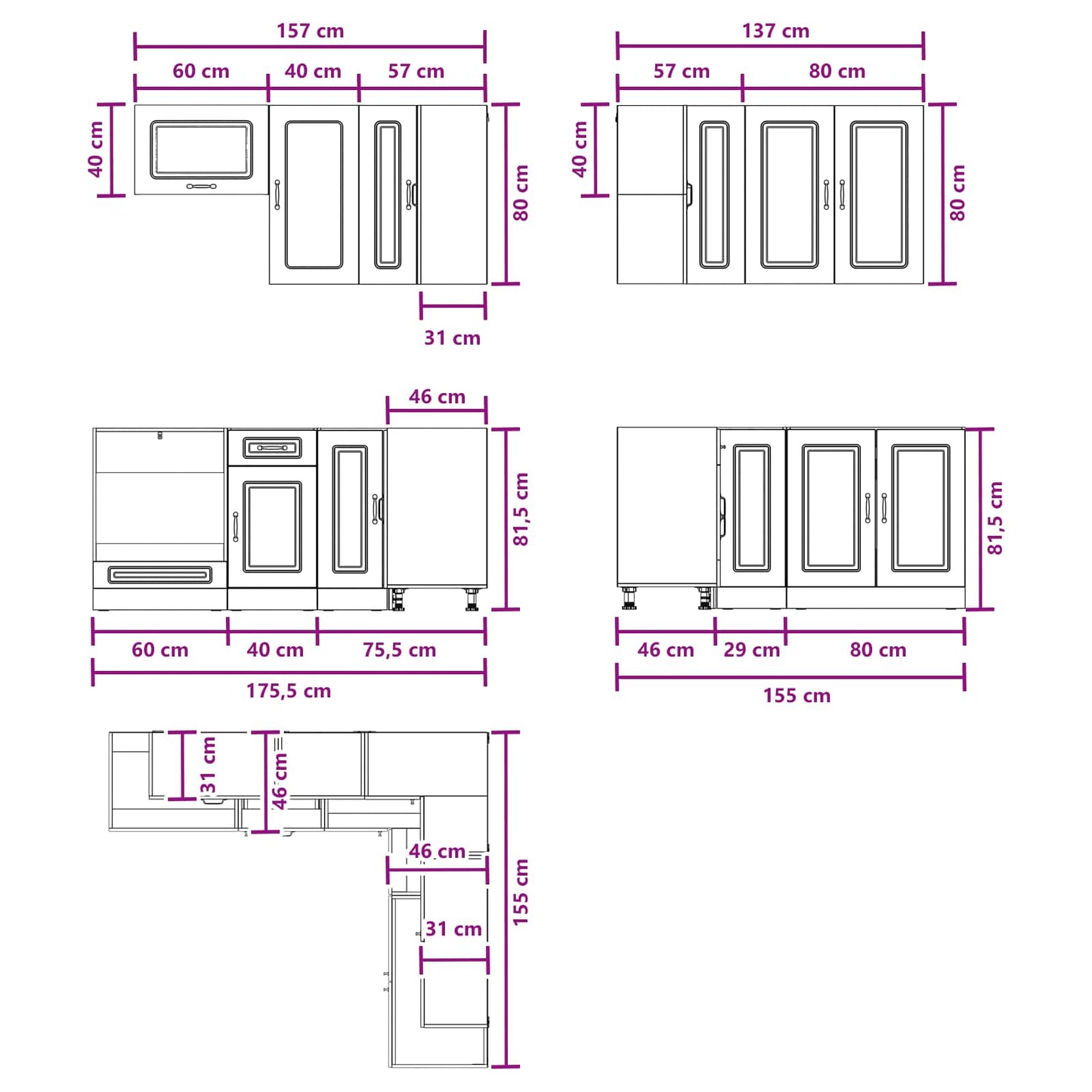 Kitchen Unit KALMAR 8 pcs White Engineered Wood