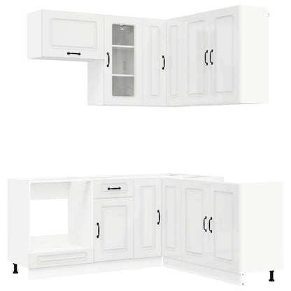 Kitchen Unit KALMAR 8 pcs High Gloss White Engineered Wood