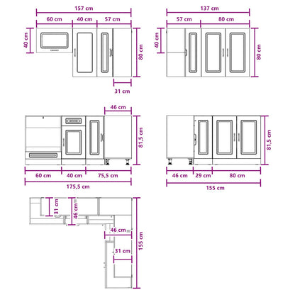 Kitchen Unit KALMAR 8 pcs Old Wood Engineered Wood