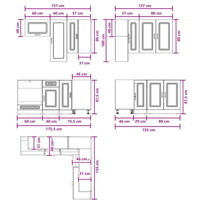 Kitchen Unit KALMAR 8 pcs White Engineered Wood
