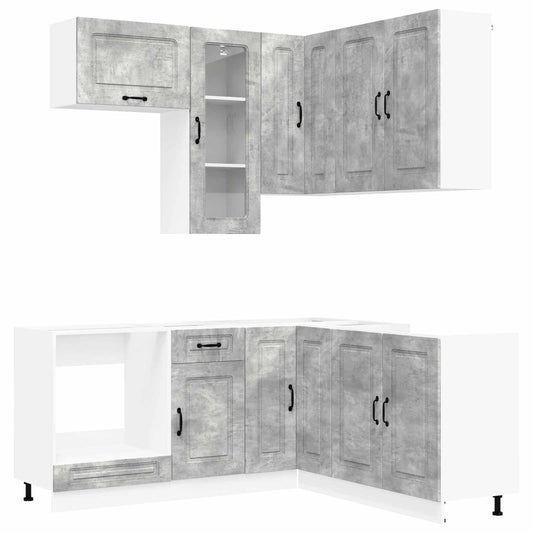 Kitchen Unit KALMAR 8 pcs Concrete Grey Engineered Wood