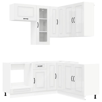 Kitchen Unit KALMAR 8 pcs High Gloss White Engineered Wood
