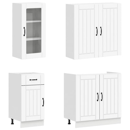Kitchen Unit LUCCA 8 pcs White Engineered Wood