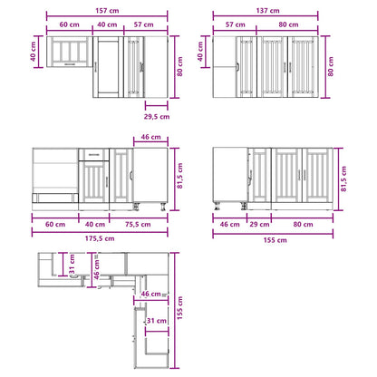 Kitchen Unit LUCCA 8 pcs White Engineered Wood