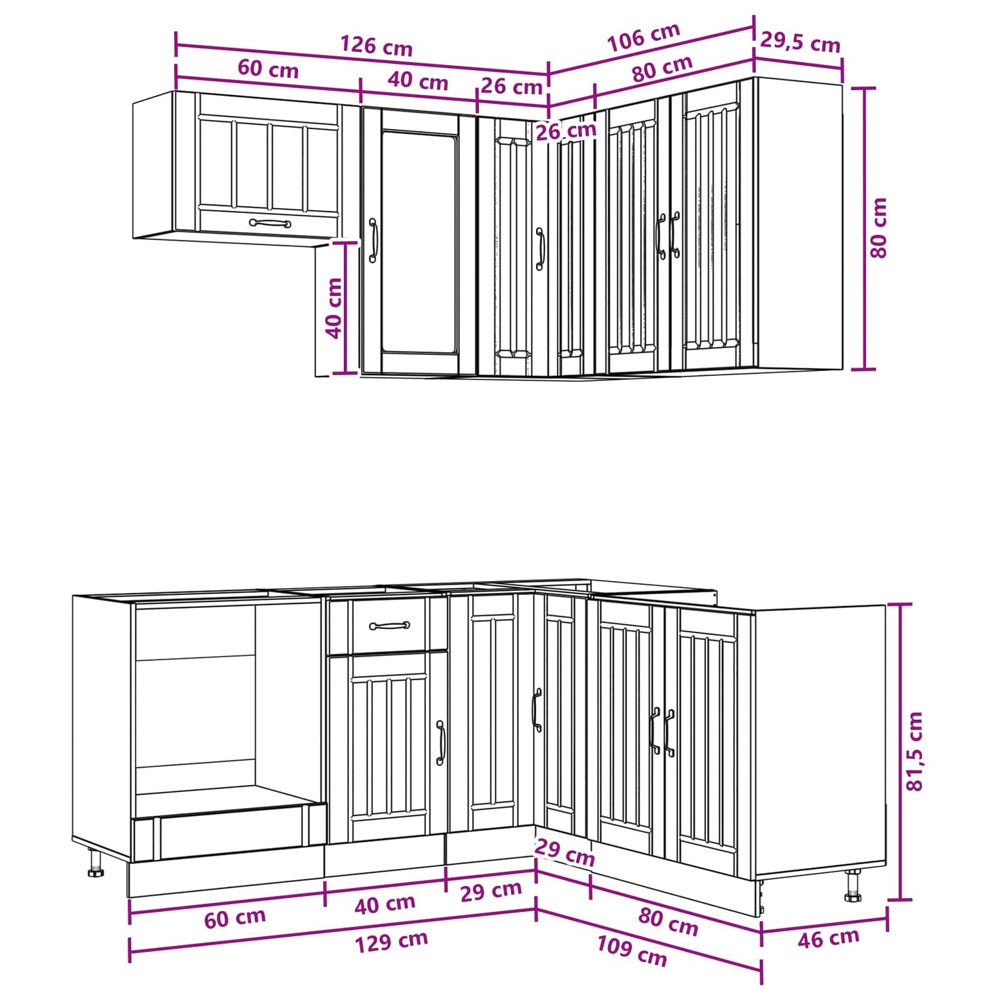 Kitchen Unit LUCCA 8 pcs White Engineered Wood