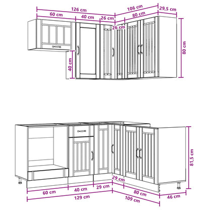 Kitchen Unit LUCCA 8 pcs White Engineered Wood