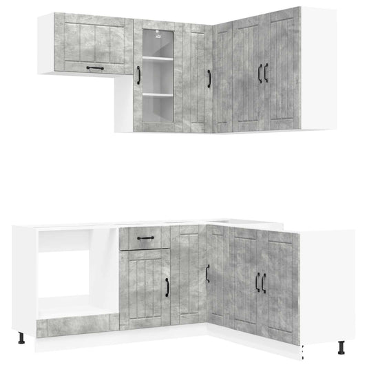 Kitchen Unit LUCCA 8 pcs Concrete Grey Engineered Wood