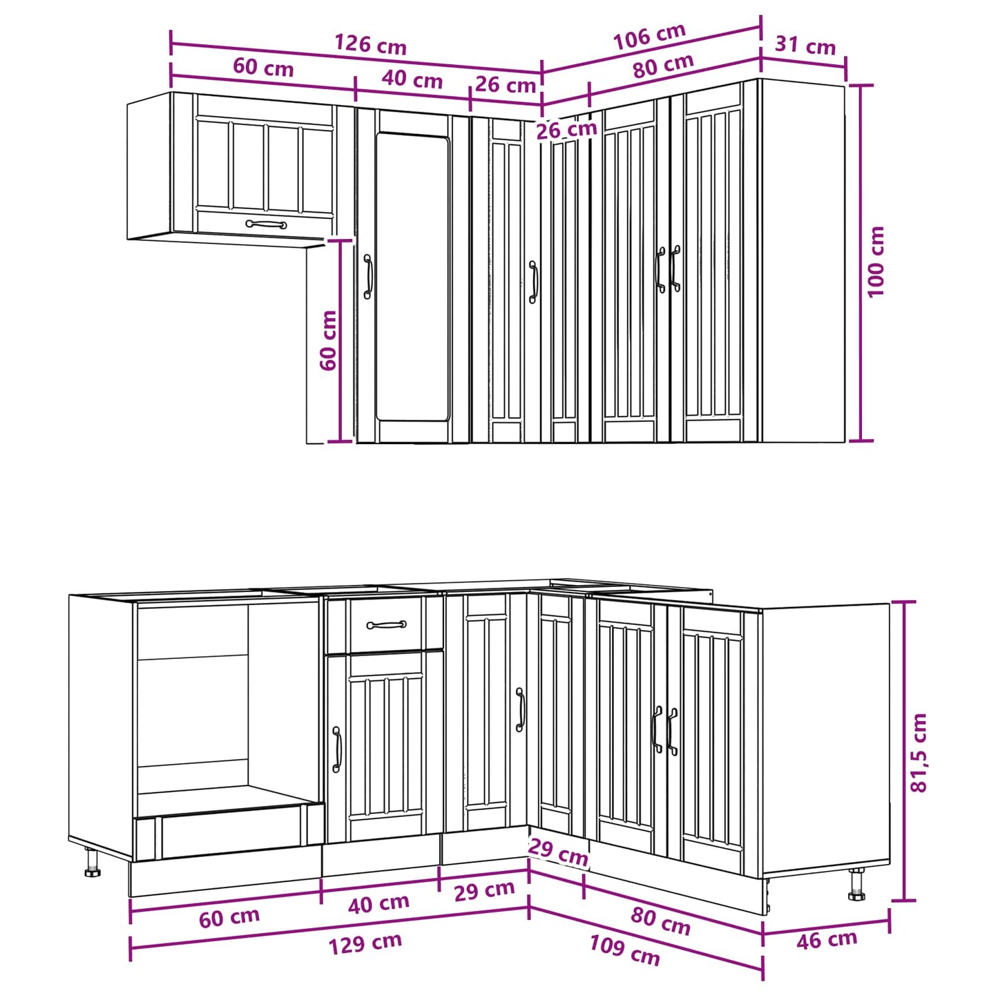 Kitchen Unit LUCCA 8 pcs White Engineered Wood