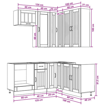 Kitchen Unit LUCCA 8 pcs White Engineered Wood