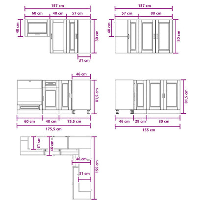 Kitchen Unit PORTO 8 pcs Black Engineered Wood