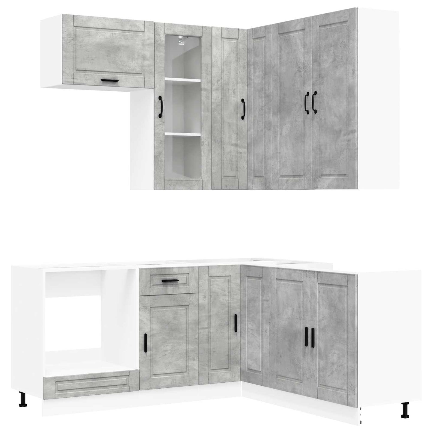 Kitchen Unit PORTO 8 pcs Concrete Grey Engineered Wood