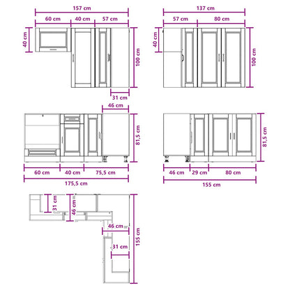 Kitchen Unit PORTO 8 pcs Concrete Grey Engineered Wood