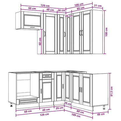 Kitchen Unit PORTO 8 pcs Brown Oak Engineered Wood