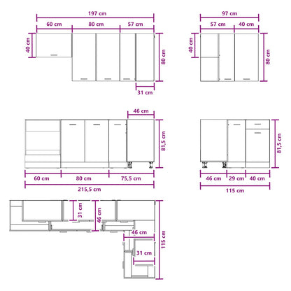 Kitchen Unit LYON 8 pcs White Engineered Wood