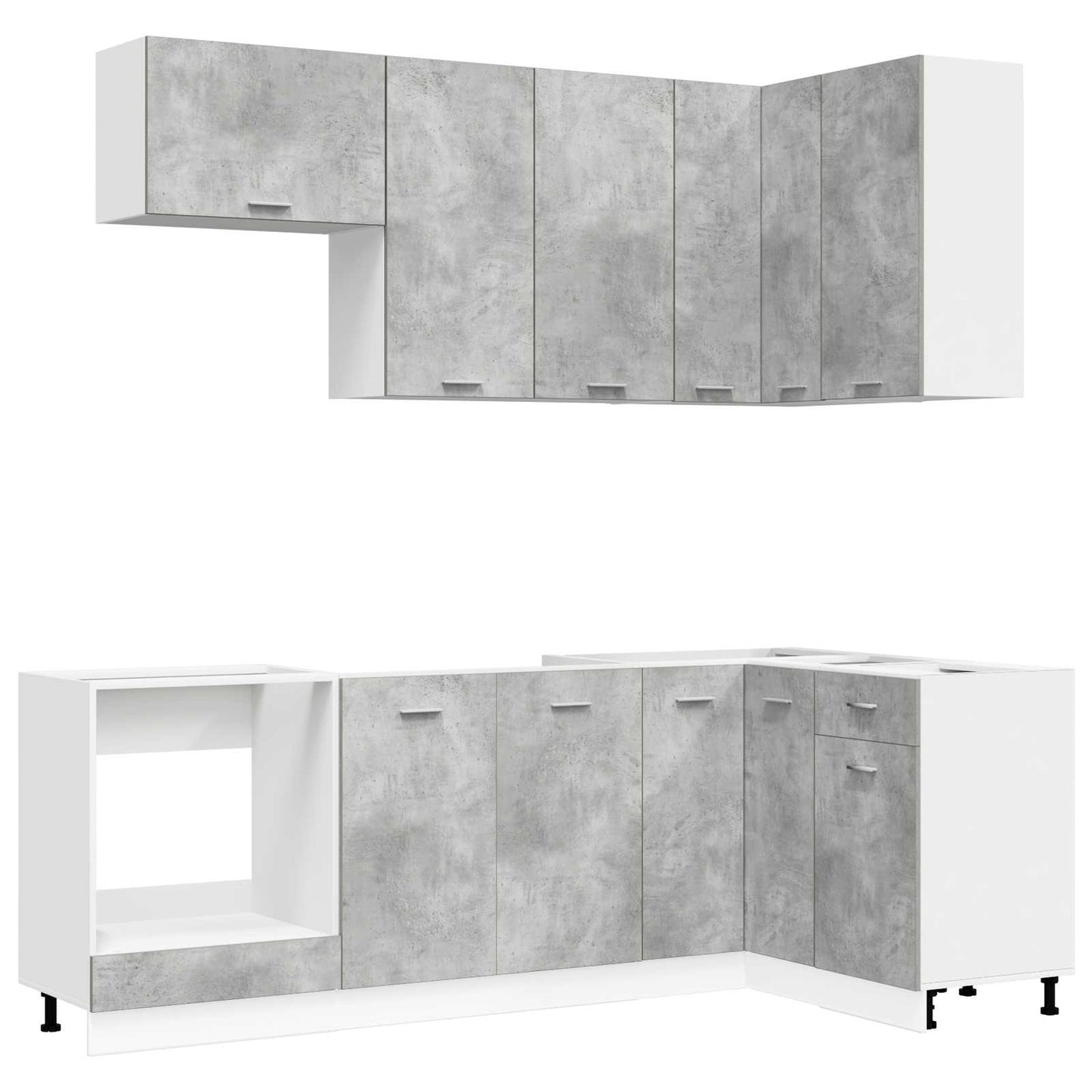 Kitchen Unit LYON 8 pcs Concrete Grey Engineered Wood